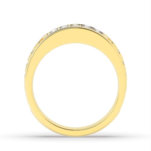 Pave Setting Round Yellow Gold Majestic Diamond Rings