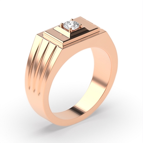 4 Prong Round Rose Gold Core Unique Men's Wedding Bands Diamond Rings