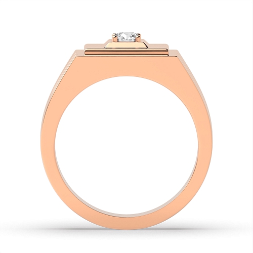 4 Prong Round Rose Gold Core Unique Men's Wedding Bands Diamond Rings