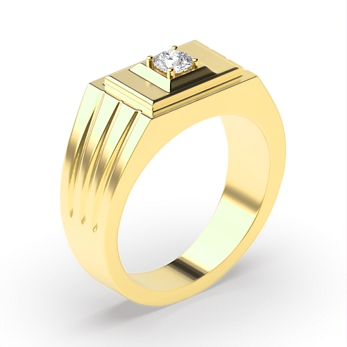 4 Prong Round Yellow Gold Core Diamond Rings