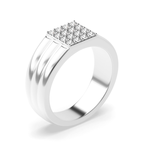 4 Prong Round Platinum Cluster Diamond Rings