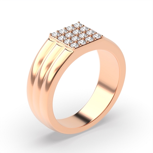 4 Prong Round Rose Gold Square Diamond Rings