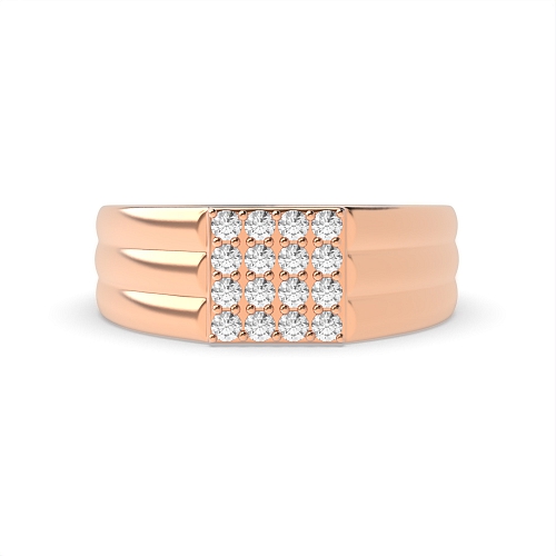 4 Prong Round Rose Gold Square Diamond Rings