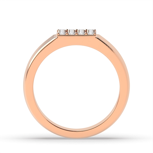 4 Prong Round Rose Gold Square Diamond Rings