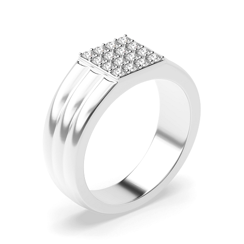 4 Prong Round Square Moissanite Black Cluster Diamond Rings