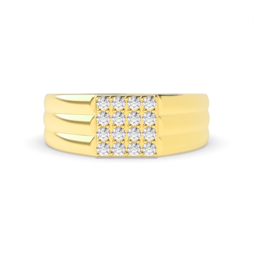 4 Prong Round Yellow Gold Cluster Diamond Ring