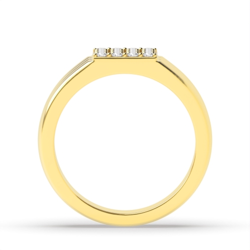 4 Prong Round Yellow Gold Cluster Diamond Ring