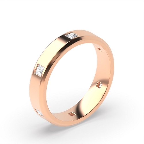 Channel Setting Princess Rose Gold Flush set Band Diamond Rings