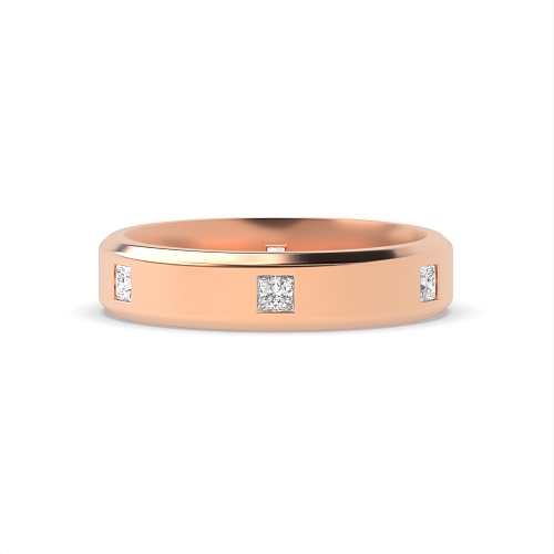 Channel Setting Princess Rose Gold Flush set Band Diamond Rings