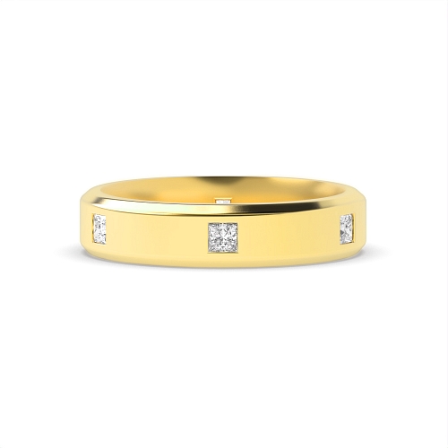 Channel Setting Princess Yellow Gold Flush set Band Diamond Rings