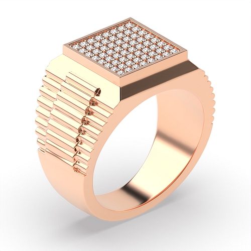 Pave Setting Round Rose Gold Micro Diamond Rings