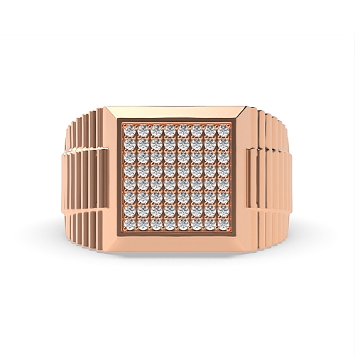Pave Setting Round Rose Gold Micro Diamond Rings