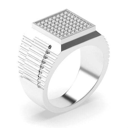 Pave Setting Round Micro Moissanite Black Cluster Diamond Rings