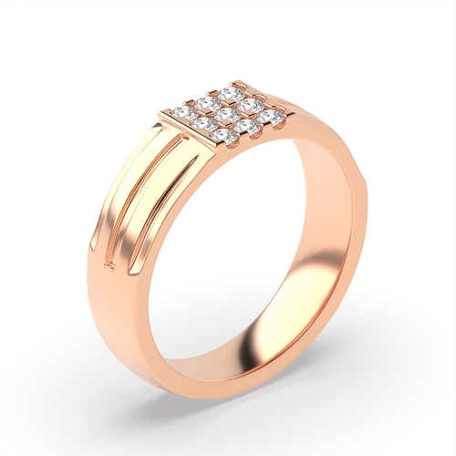 4 Prong Round Rose Gold Bar Diamond Rings