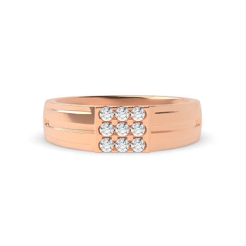 4 Prong Round Rose Gold Bar Diamond Rings