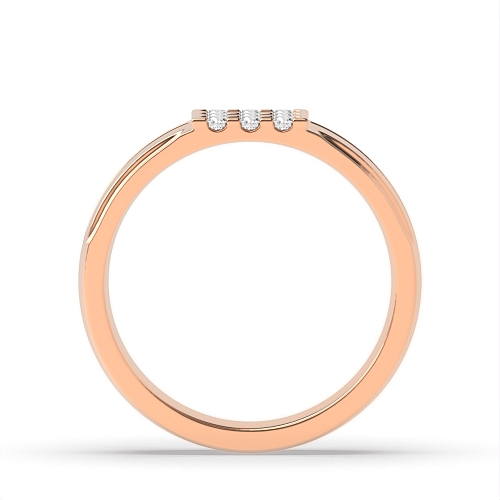 4 Prong Round Rose Gold Bar Diamond Rings