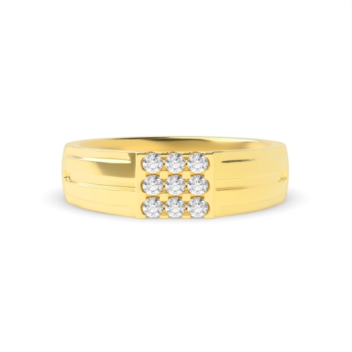 4 Prong Round Yellow Gold Cluster Diamond Ring