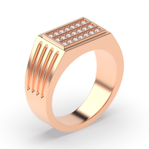 Pave Setting Round Rose Gold Starglint Diamond Rings