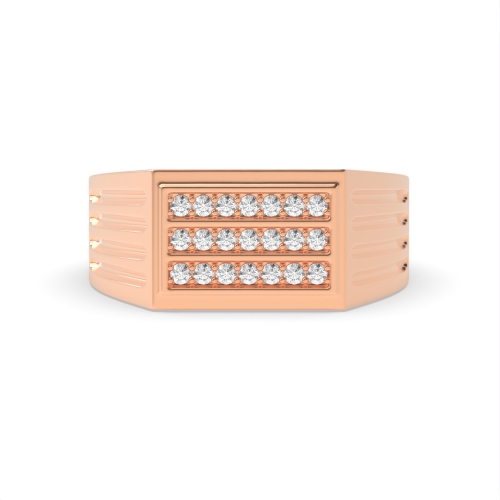 Pave Setting Round Rose Gold Starglint Diamond Rings