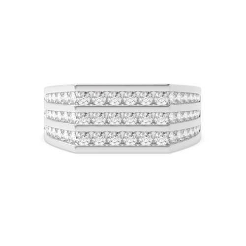 Channel Setting Round 3 row Cluster Diamond Ring