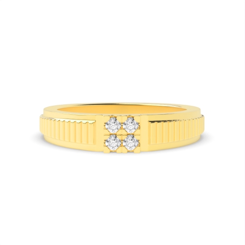 4 Prong Round Yellow Gold Cluster Diamond Ring