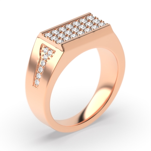 Pave Setting Round Rose Gold Tide Diamond Rings