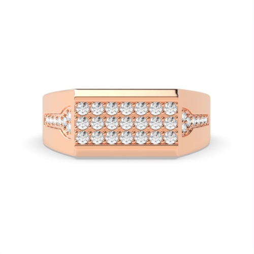 Pave Setting Round Rose Gold Tide Diamond Rings