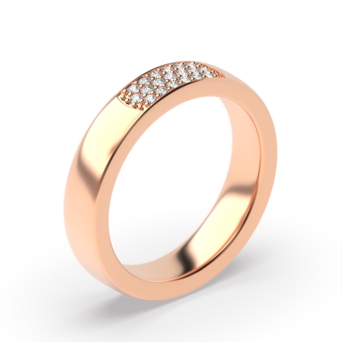 Pave Setting Round Rose Gold Micro wedding Band Diamond Rings