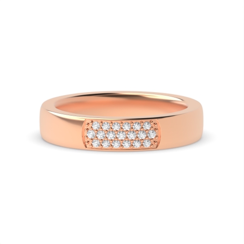 Pave Setting Round Rose Gold Micro wedding Band Diamond Rings