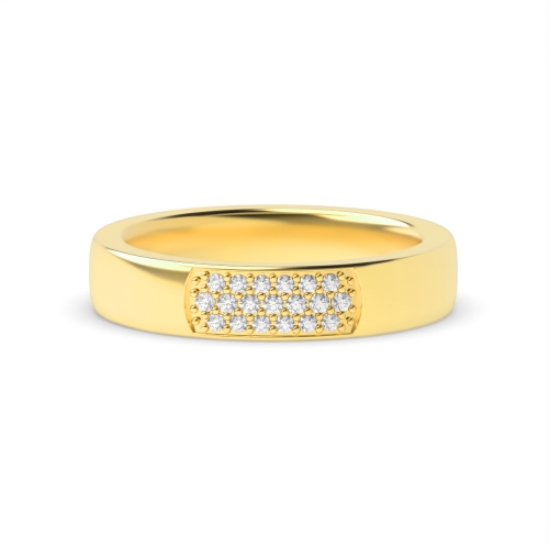 Pave Setting Round Yellow Gold Micro wedding Band Diamond Rings