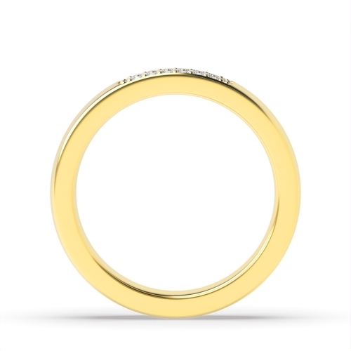 Pave Setting Round Yellow Gold Micro wedding Band Diamond Rings