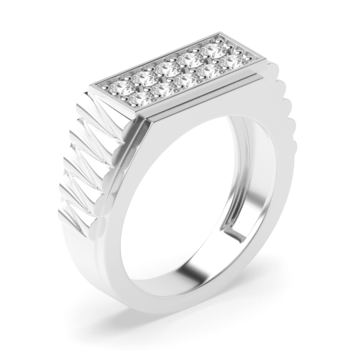 Pave Setting Round Silver Cluster Diamond Rings