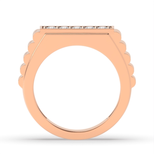 Pave Setting Round Rose Gold Shared Diamond Rings