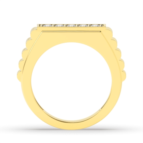 Pave Setting Round Yellow Gold Cluster Diamond Ring