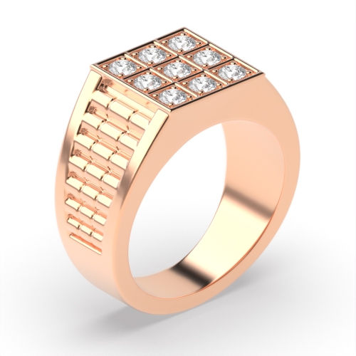 Pave Setting Round Rose Gold Phase Diamond Rings