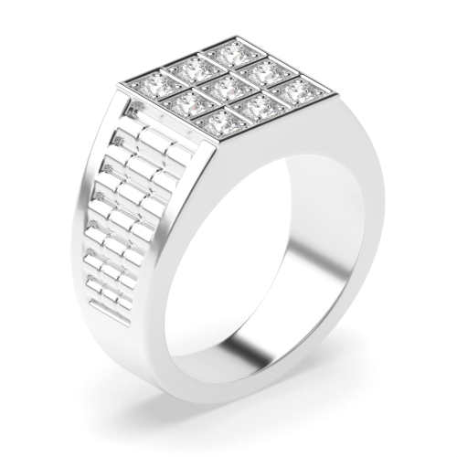Pave Setting Round Phase Diamond Rings