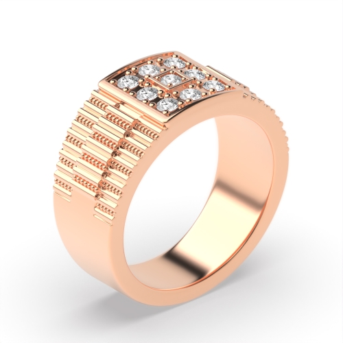 Pave Setting Round Rose Gold Whisperglimmer Diamond Rings