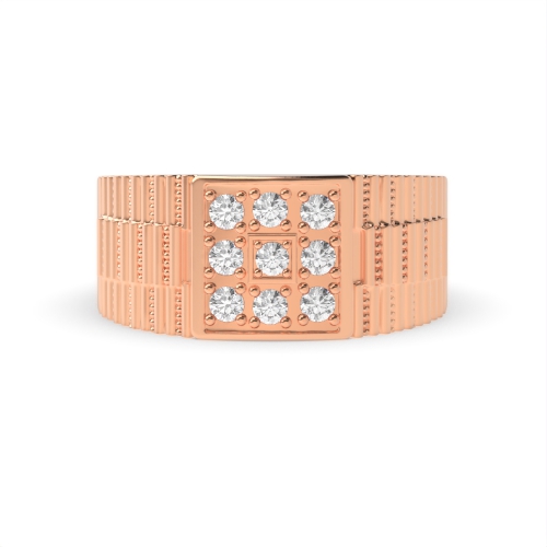 Pave Setting Round Rose Gold Whisperglimmer Diamond Rings