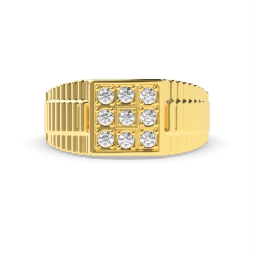 4 Prong Round Yellow Gold Cluster Diamond Ring