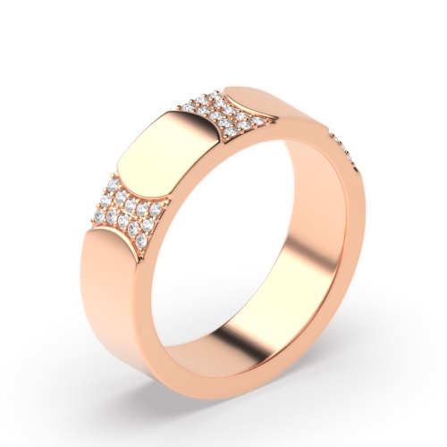 Pave Setting Round Rose Gold Infiniteglow Band Diamond Rings