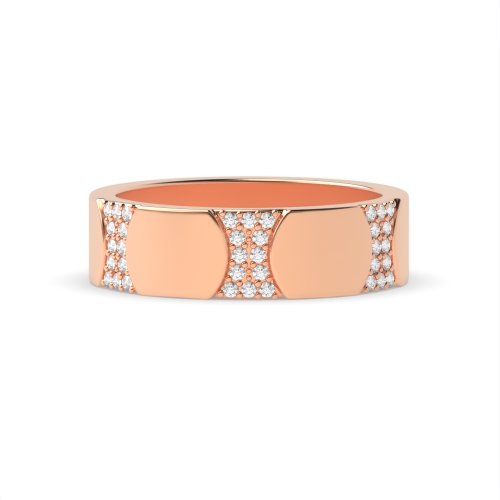 Pave Setting Round Rose Gold Infiniteglow Band Diamond Rings