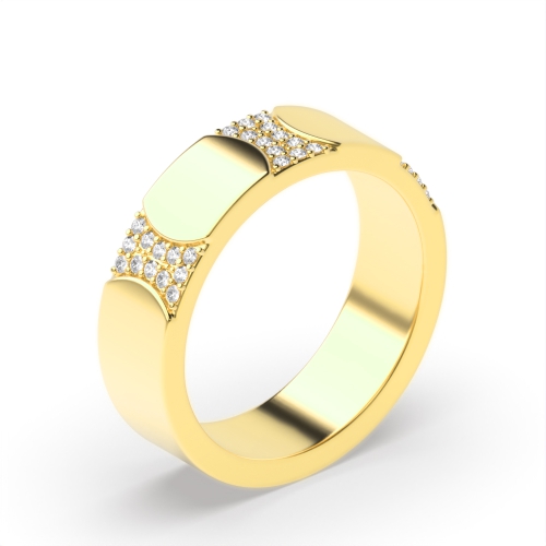 Pave Setting Round Yellow Gold Infiniteglow Band Diamond Rings