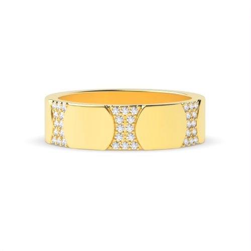 Pave Setting Round Yellow Gold Infiniteglow Band Diamond Rings