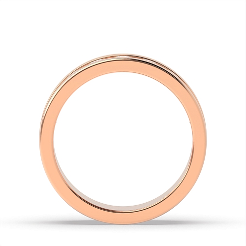 Channel Setting Round Rose Gold And baguette Diamond Rings