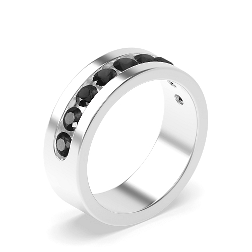 Channel Setting Round And baguette Black Diamond Rings