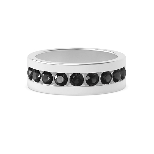 Channel Setting Round And baguette Black Diamond Rings