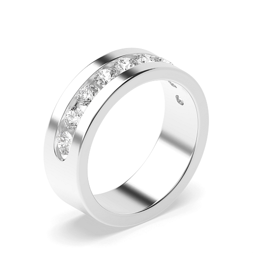 Channel Setting Round and baguette Half Eternity Diamond Ring