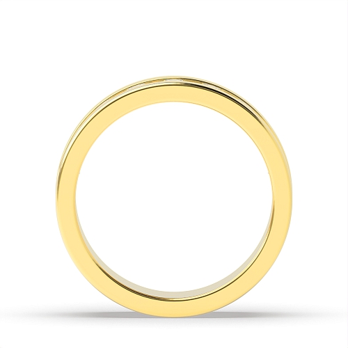 Channel Setting Round Yellow Gold And baguette Diamond Rings