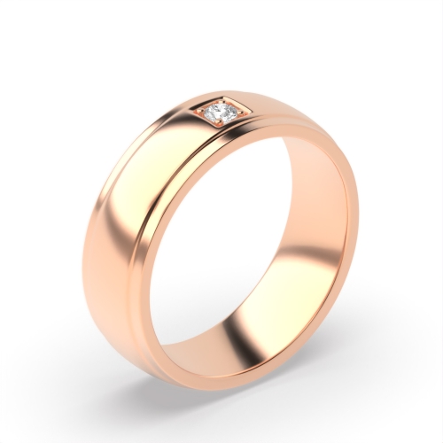 4 Prong Round Rose Gold Row Band Diamond Rings