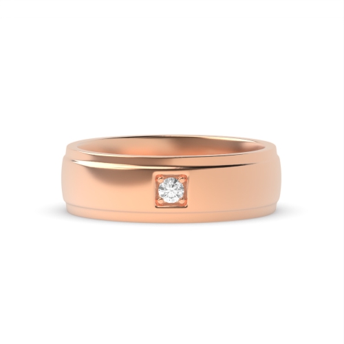 4 Prong Round Rose Gold Row Band Diamond Rings
